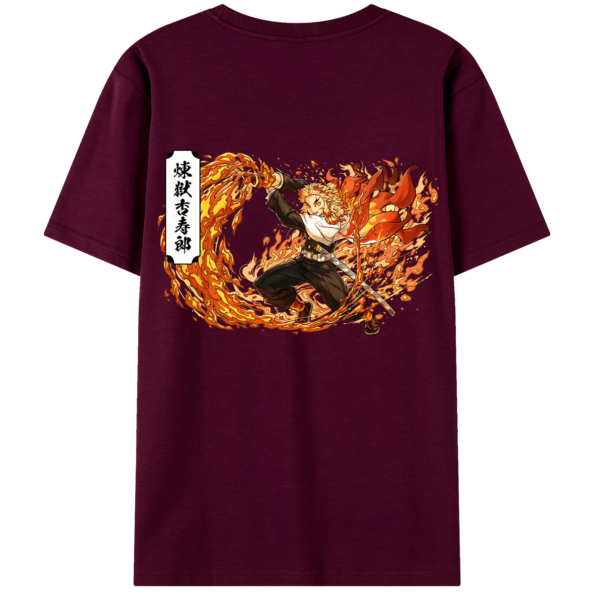 （画像用） 鬼滅の刃（きめつのやいば）炎柱-煉󠄁獄 杏寿郎／れんごく きょうじゅろう Rengoku Kyoujurou レディース半袖Tシャツ(バックプリント)